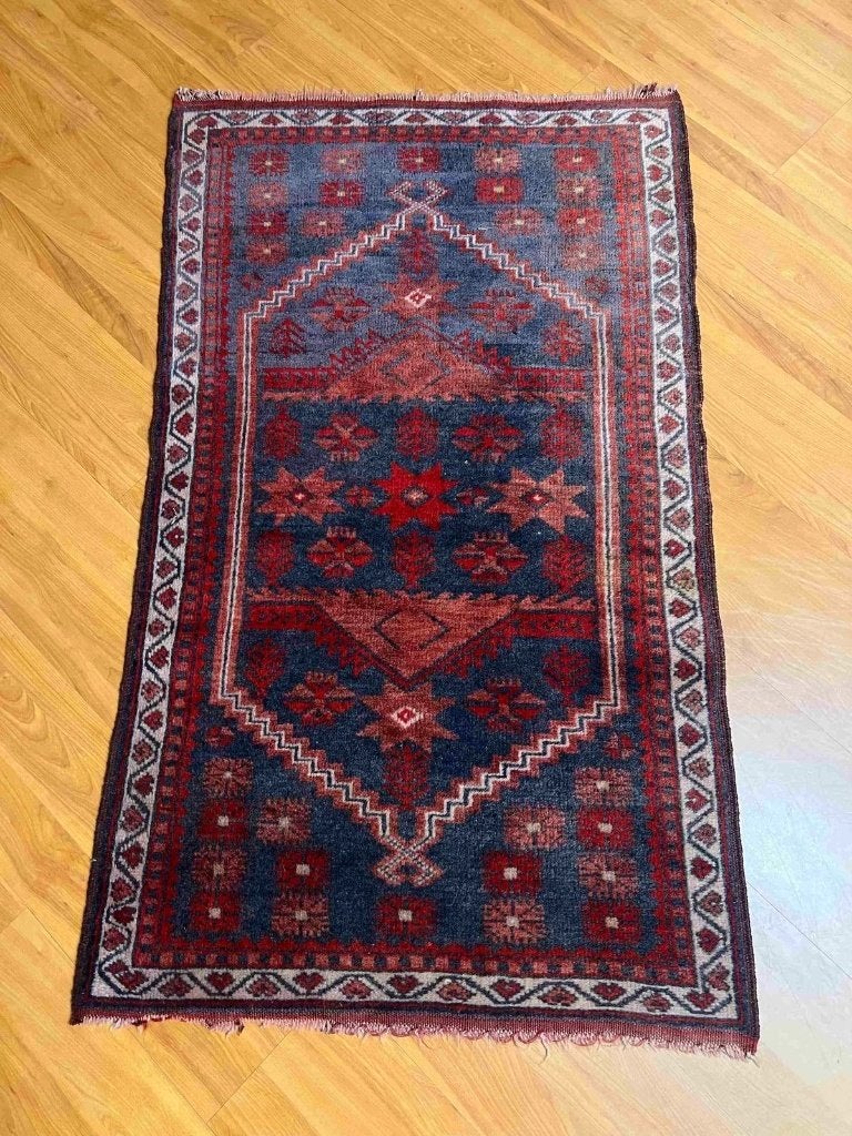 Handgeknoopt Beloetsjisch tapijt 122/71 cm, Huis en Inrichting, 100 tot 150 cm, Blauw, Djt@dejuistetoon.eu, Zo goed als nieuw