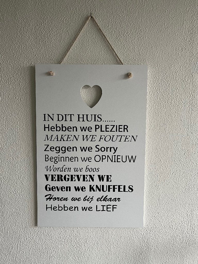 Tekstbord, Huis en Inrichting, Ophalen, Zo goed als nieuw