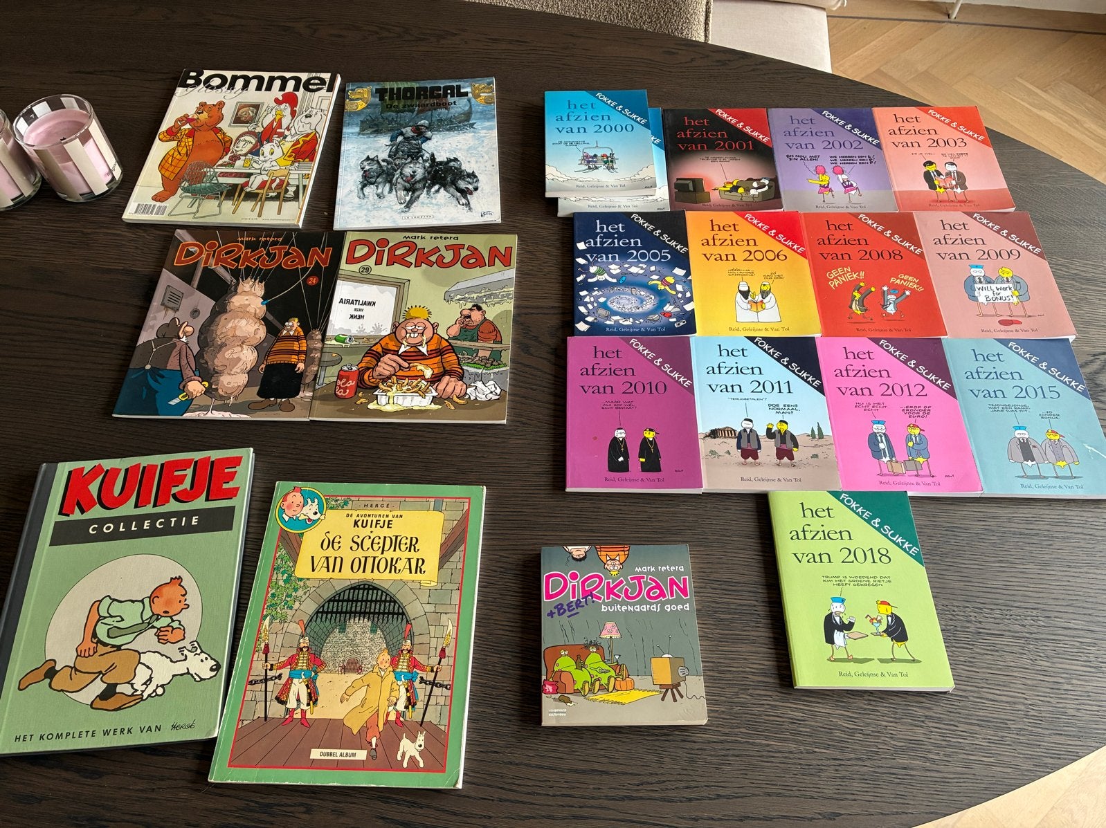 Grote collectie stripboeken: Kuifje, Dirkjan, Fokke & Sukke, Meerdere stripboeken, Ophalen, Zo goed als nieuw