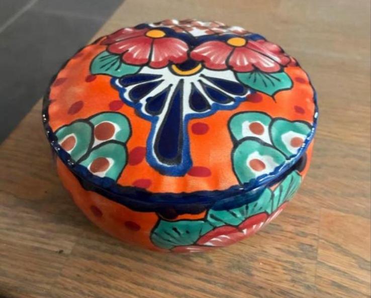 Authentiek Mexicaans schaaltje - Handbeschilderd Bloemmotief, Verzenden