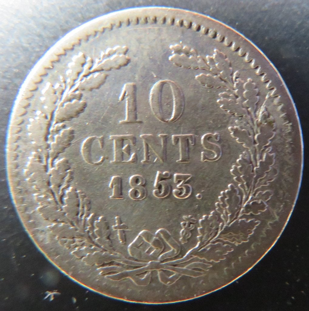 10 Cent 1853, Koning Willem III, Verzenden, Zilver, 10 cent
