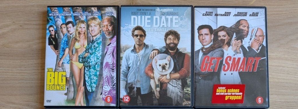 3 × DVD's Komedie pakket | Get Smart + Due Date + Big Bounce, Ophalen, Engels, Nederlands, Romantische komedie