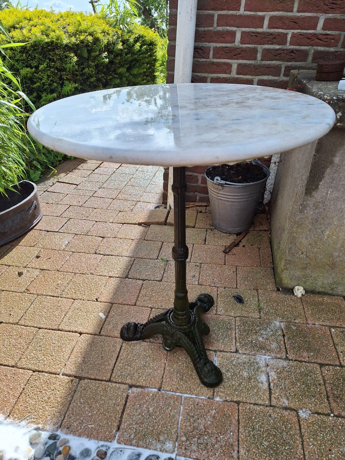 Antieke Bistro Tafel met Marmeren Blad, Antiek en Kunst, Ophalen