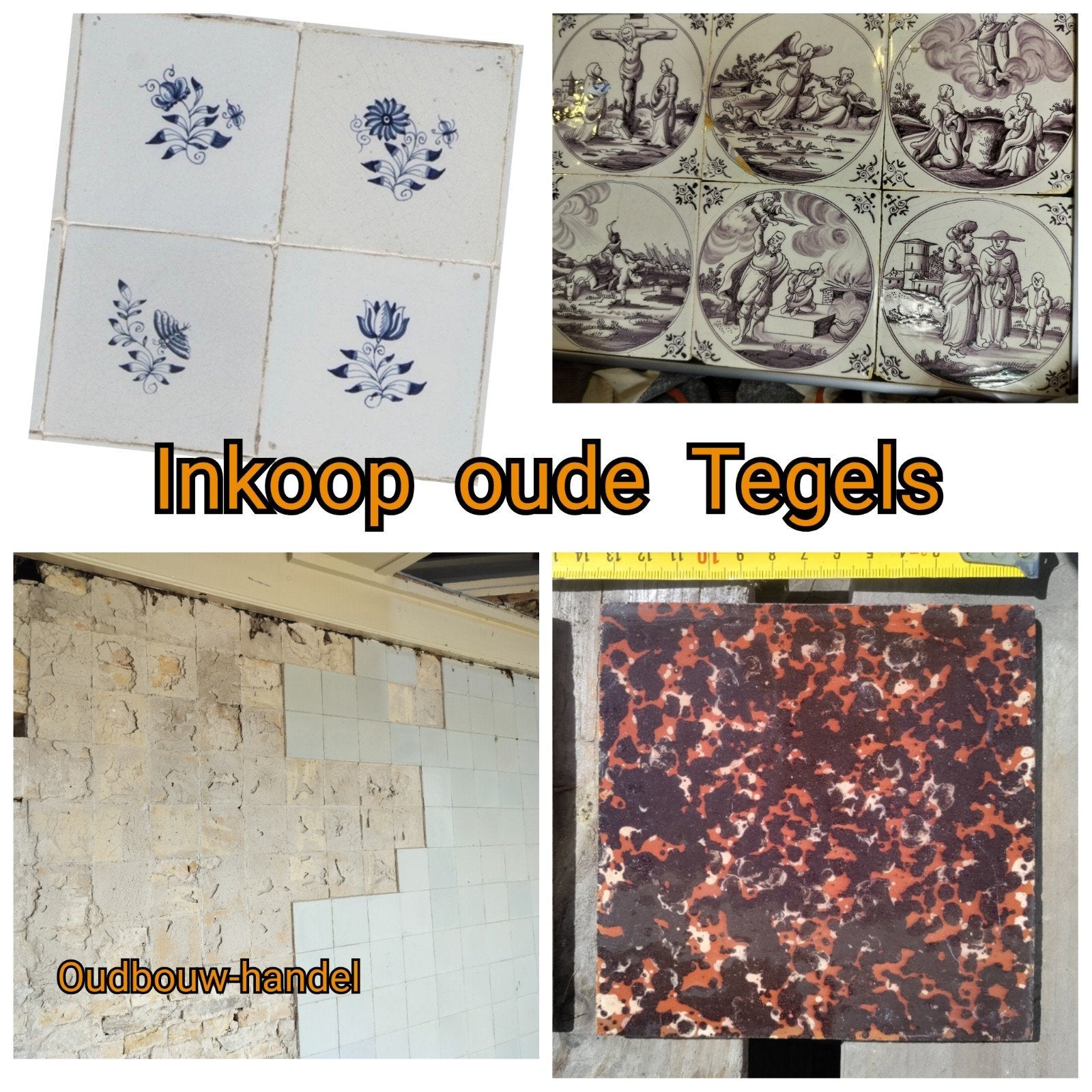 Inkoop OUDE blauw witte wandtegels  witjes gezocht, Ophalen of Verzenden