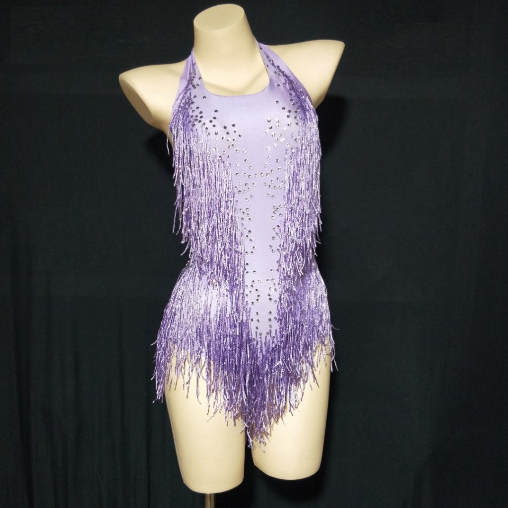 Dames paarse glitter bodysuit / jumpsuit festival outfit, Maat 38/40 (M), Verzenden, Nieuw, Overige thema's