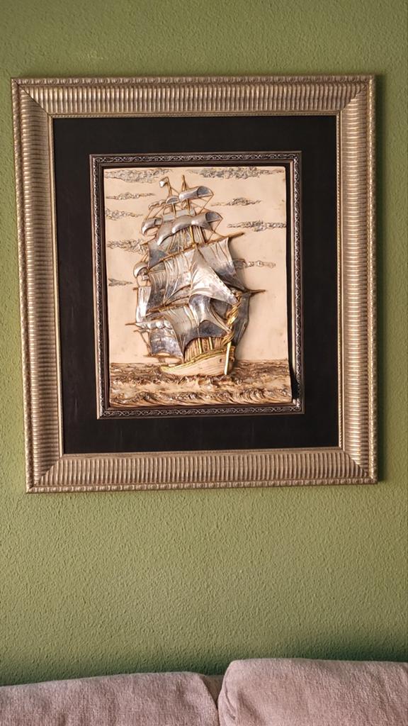 Ingelijst 3D schilderij van een zeilschip, Antiek en Kunst, Kunst | Schilderijen | Klassiek, Ophalen of Verzenden