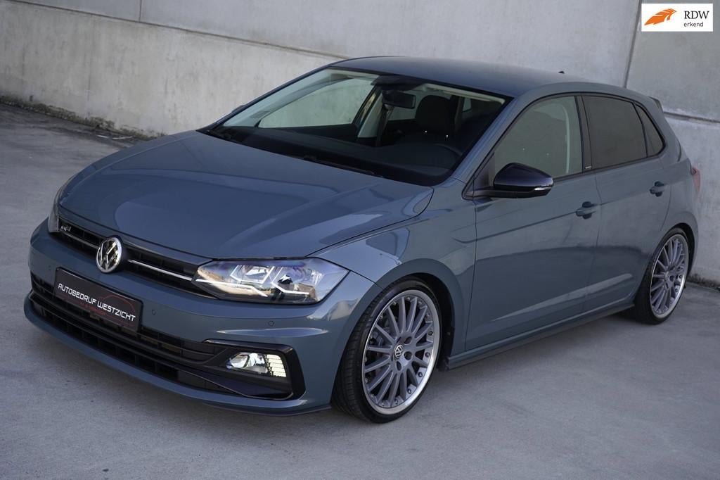 Volkswagen Polo 1.0 TSI R Line, KW Schroefset, BBS 18 inch!, Stof, Gebruikt, Zwart, Blauw