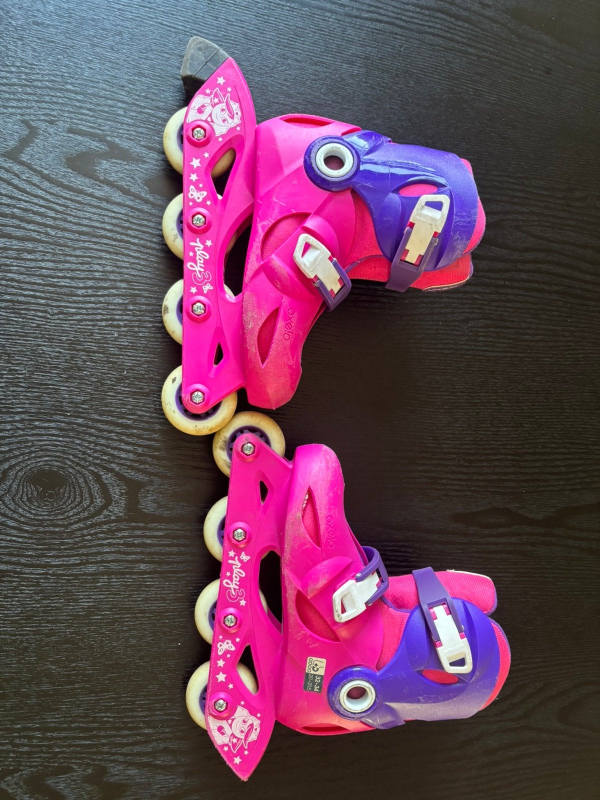 Roze met paarse skeelers, Ophalen, Verstelbaar, Gebruikt, Kinderen