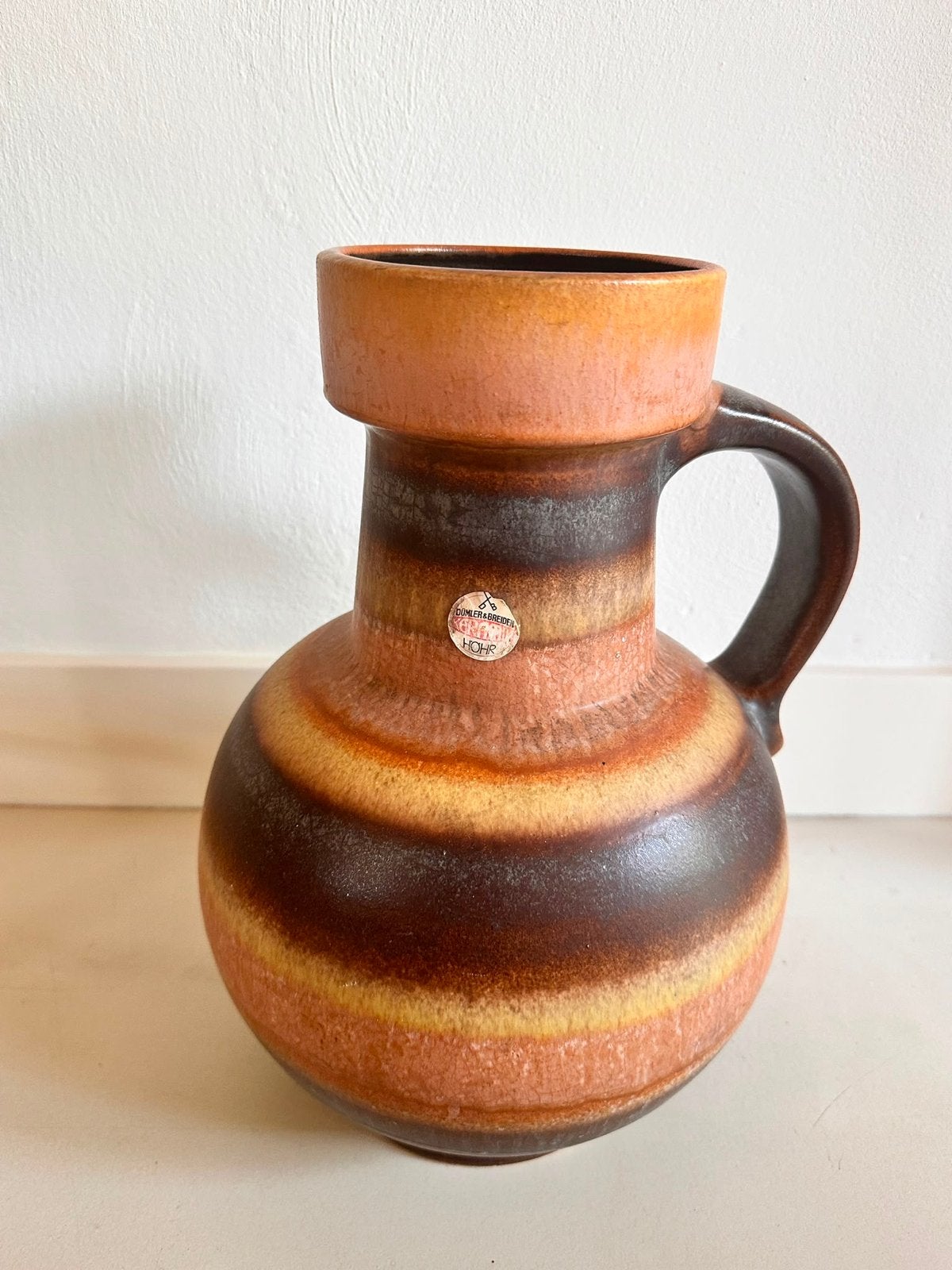 Vintage West Germany Keramiek Vaas - Aardetinten, Ophalen of Verzenden