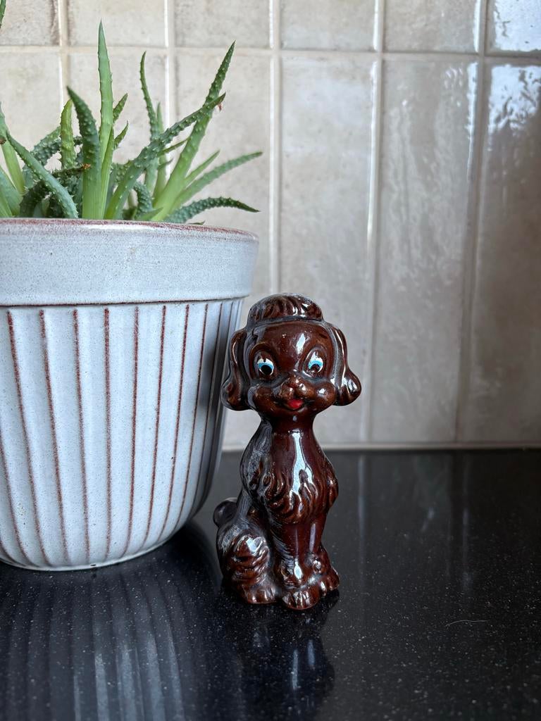 Vintage Spaghetti Poedel Jaren '50 Redware Figurine, Ophalen of Verzenden