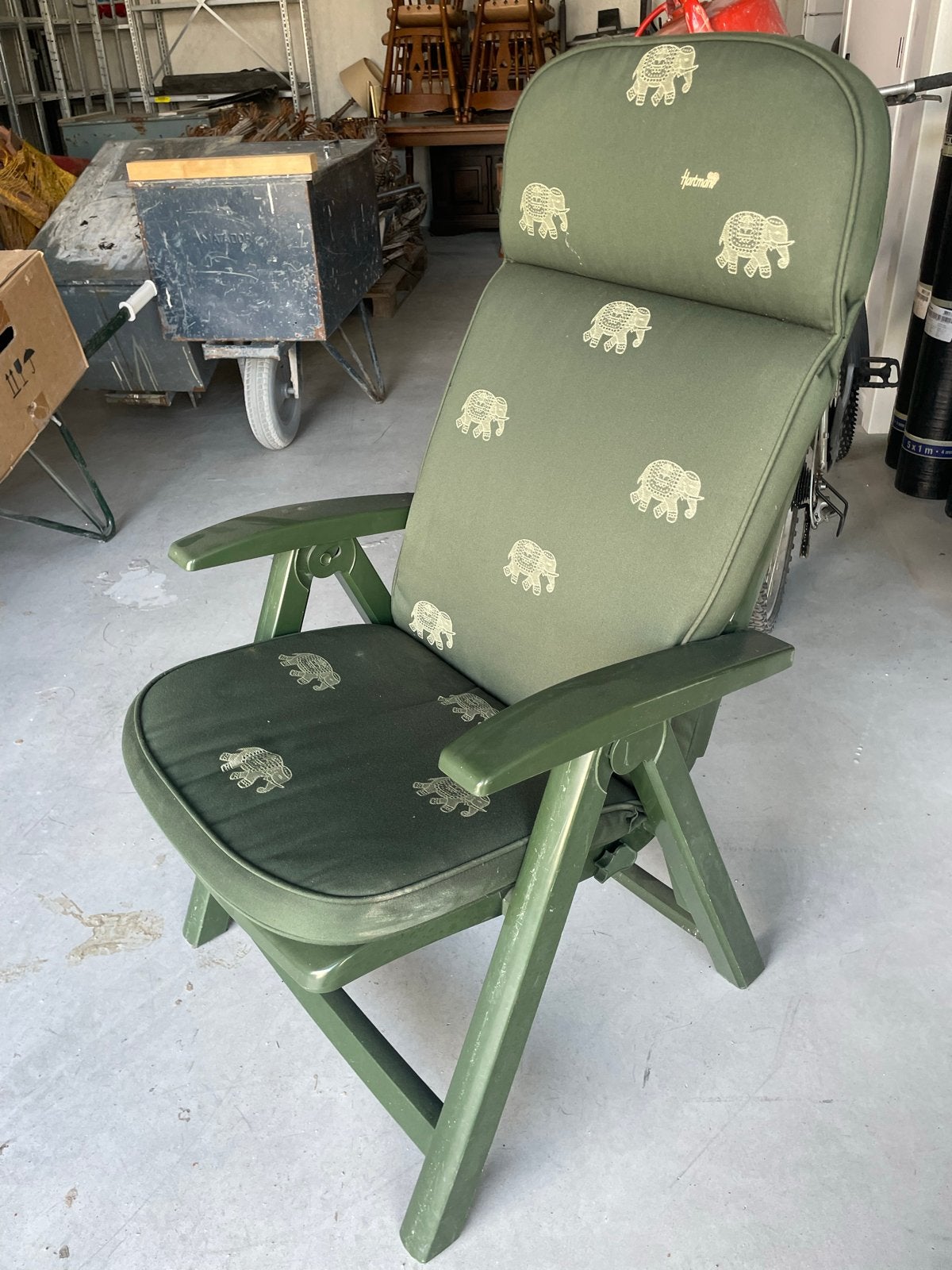 4 Hartman tuinstoelen met kussens - Groen, verstelbaar, Ophalen, Gebruikt, Kunststof, Verstelbaar