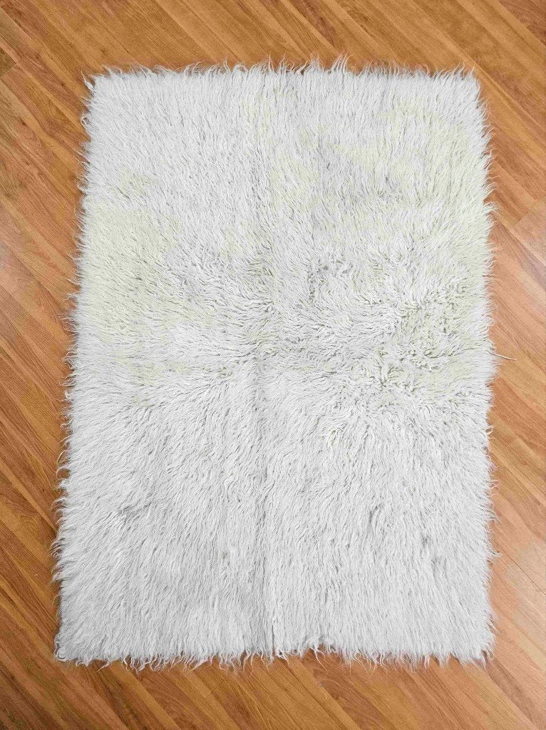 Wollen Flokati Kleed 140/100 cm, Gebruikt, Wit, Etten-Leur, DJT@dejuistetoon.eu