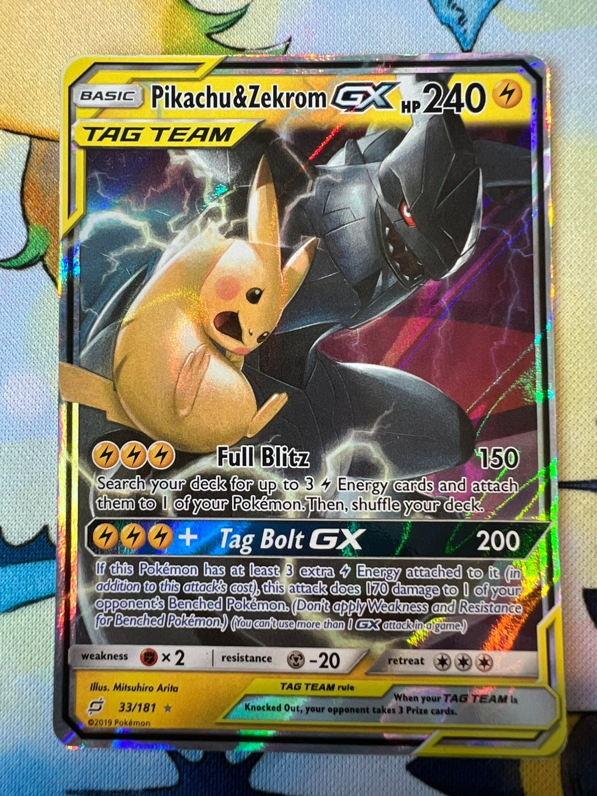 Pikachu & Zekrom GX 33 Team Up, Verzenden, Zo goed als nieuw, Losse kaart, Foil