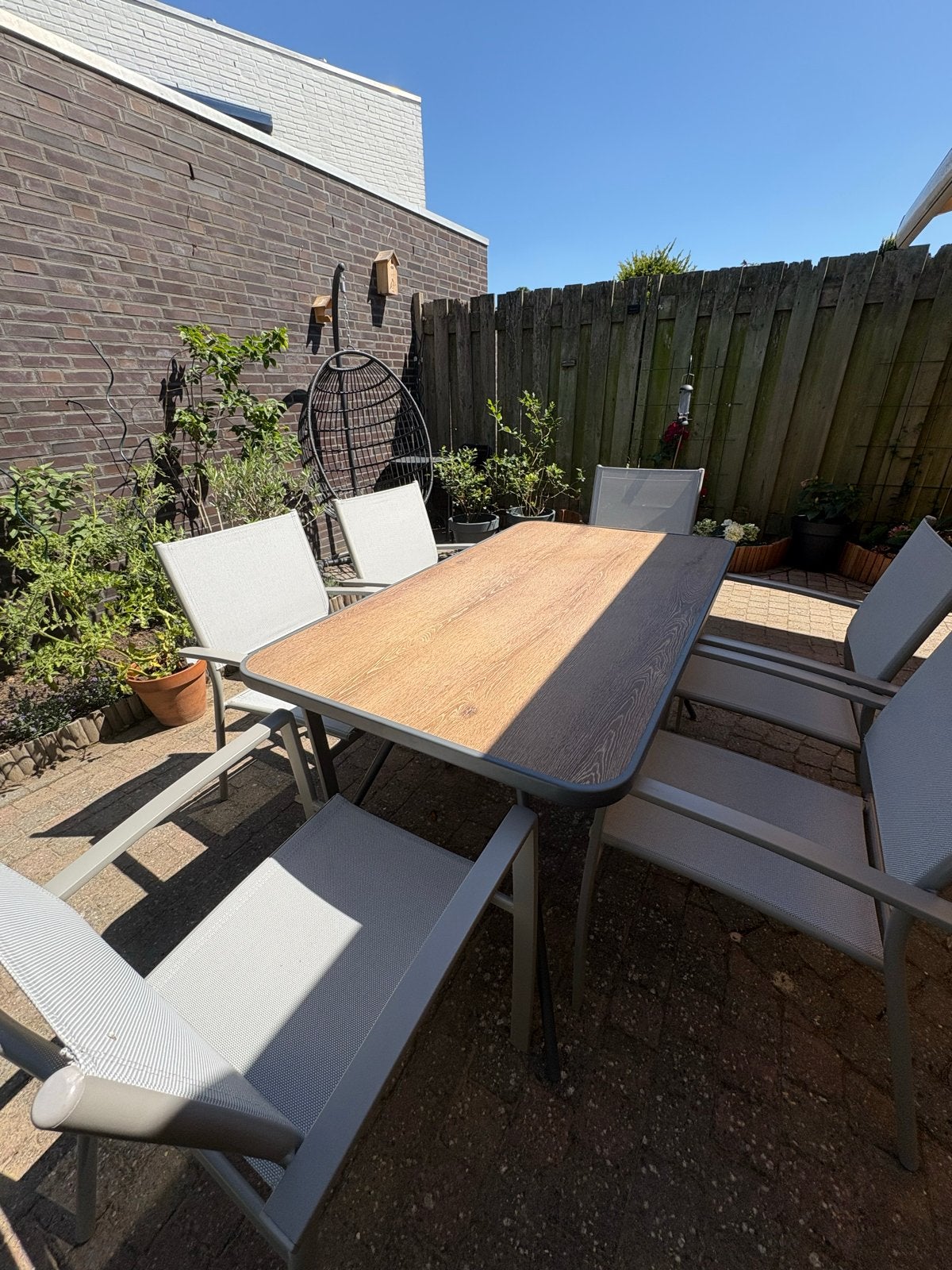Tuintafel, Gebruikt, Eettafel, 6 zitplaatsen, Aluminium