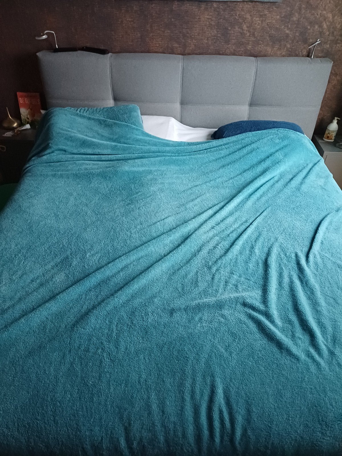 Optidee Pluche Dekbedovertrek 240x200 cm - Zo goed als nieuw, Huis en Inrichting, Ophalen of Verzenden, Zo goed als nieuw, Blauw