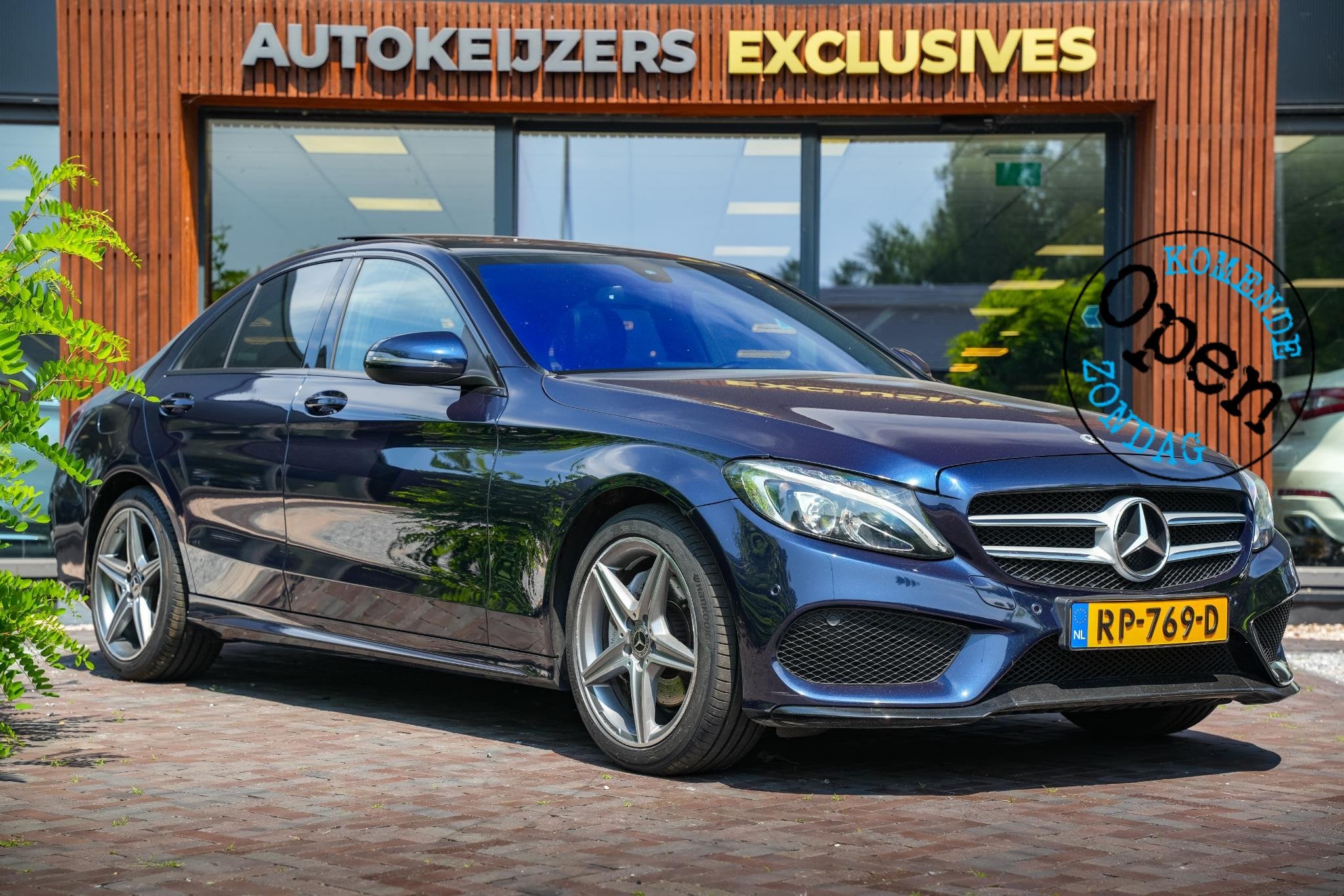 Mercedes-Benz C-klasse 180 Business Solution AMG Panoramadak, Automaat, Blauw, Bedrijf, Automatische klimaatregeling