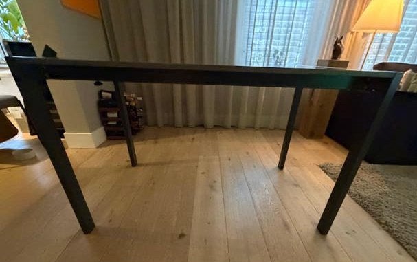 MADE uitschuifbare eettafel – antraciet – 120 tot 200 cm, Huis en Inrichting, Ophalen, 50 tot 100 cm, Zo goed als nieuw, Vijf personen of meer