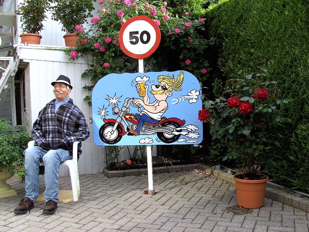50 verjaardag Abraham op motor geweldige keuze., Hobby en Vrije tijd, Feestartikelen | Verhuur, Ophalen, Nieuw, Abraham of Sarah