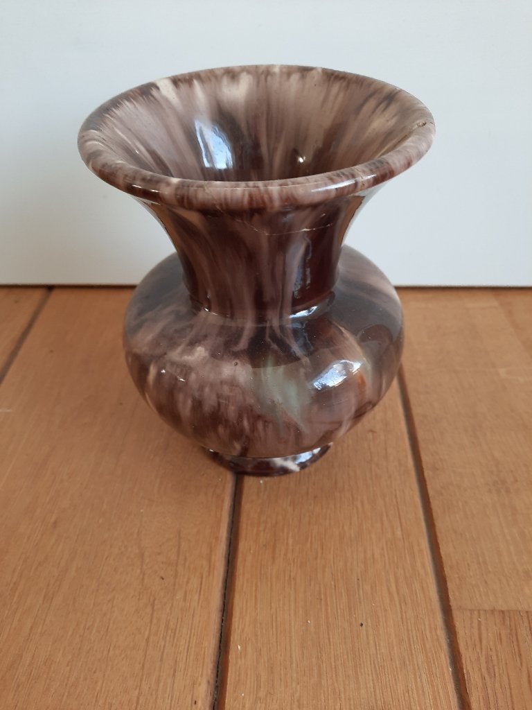 Vintage - Jasba Vaas bruin creme druipglazuur Germany 235-14, Antiek en Kunst, Ophalen of Verzenden