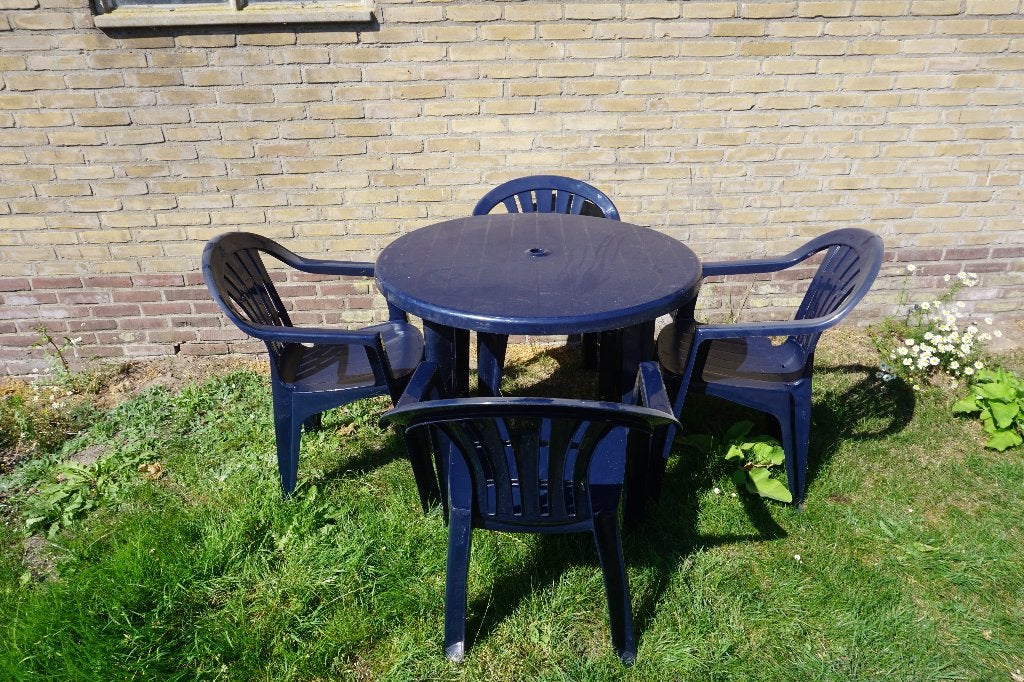 Tuinset terrasset tuinstoel tuintafel tuinstoelen, Tuin en Terras, Ophalen, 4 zitplaatsen, Kunststof, Gebruikt