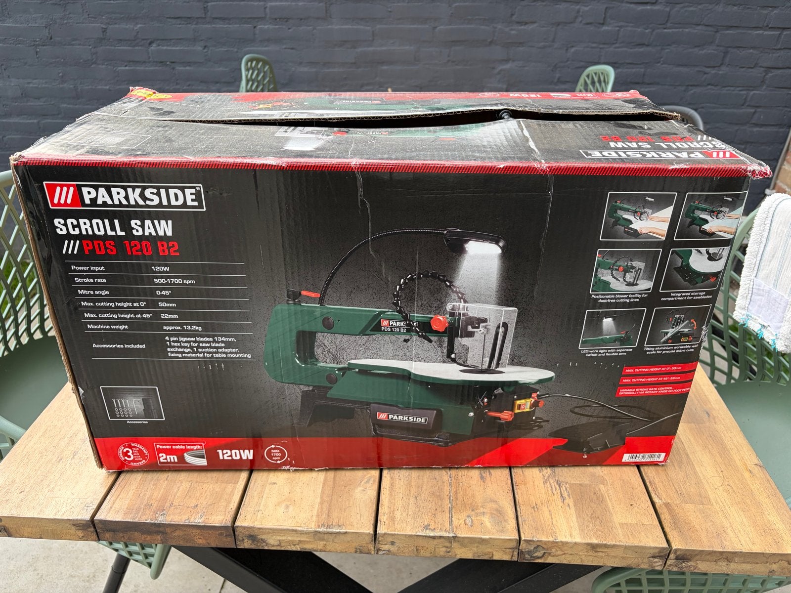 Parkside Figuurzaag PDS 120 B2 - Nieuw in doos, Ophalen, Nieuw, 30 tot 70 mm, Figuurzaag