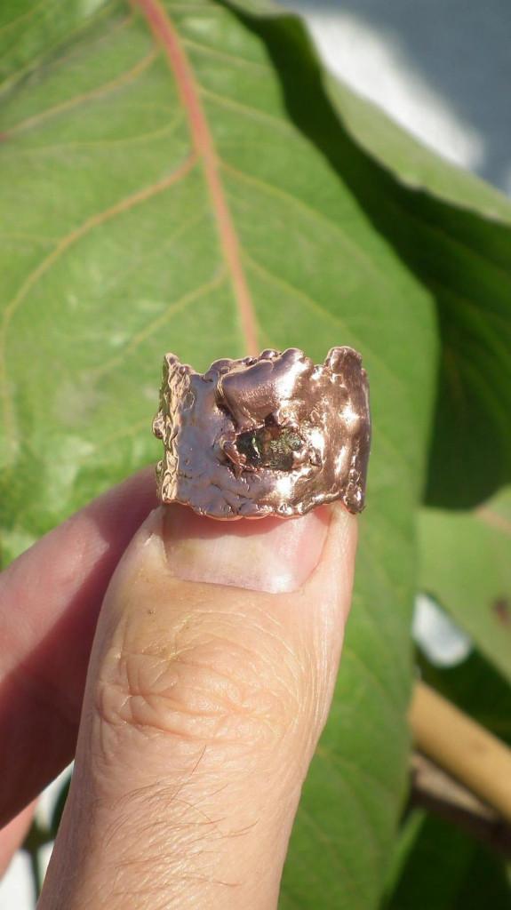 Electroformed Koperen Moldaviet ring, Met kristal, Overige materialen, Verzenden, Nieuw
