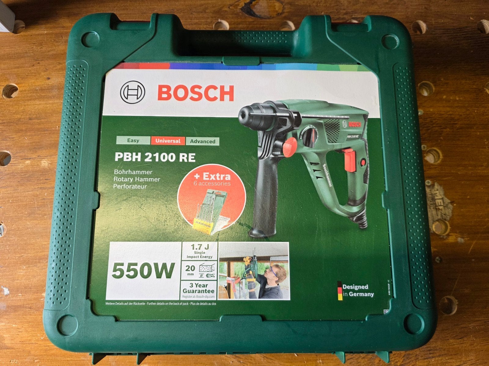 Bosch PBH 2100 RE Boorhamer met SDS Plus bitjes, Ophalen, Boor- en/of Breekhamer, Zo goed als nieuw, Klopboormechanisme