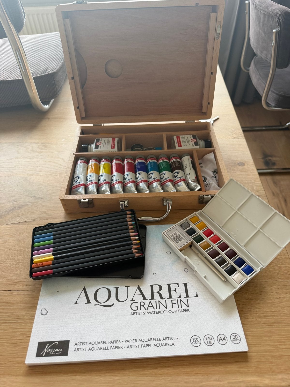 Van Gogh Aquarel Set met Papier en Potloden, Ophalen of Verzenden, Zo goed als nieuw, Waterverf