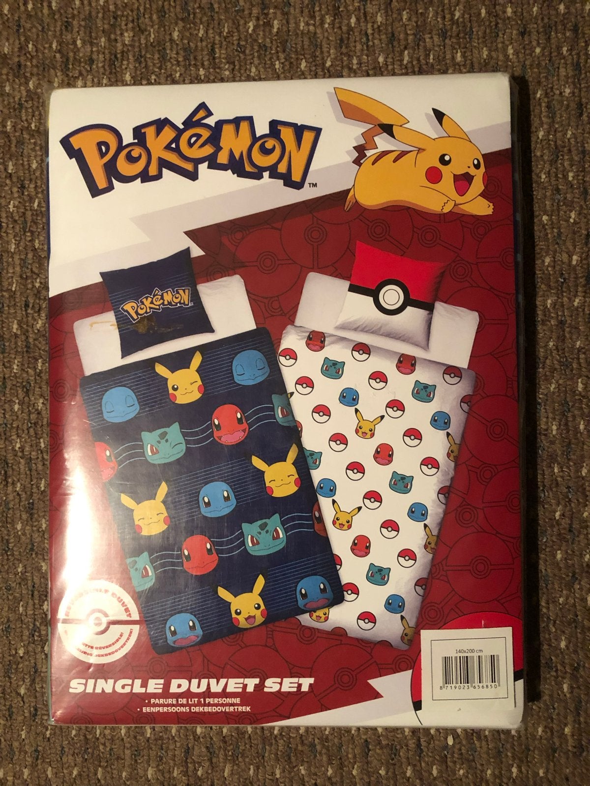 Pokémon Eenpersoons Dekbedovertrek - Pikachu & Vrienden, Eenpersoons, Meerkleurig, Dekbedovertrek, Katoen