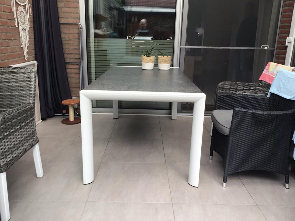 Witte tuintafel, Ophalen, 4 zitplaatsen, Eettafel, Aluminium