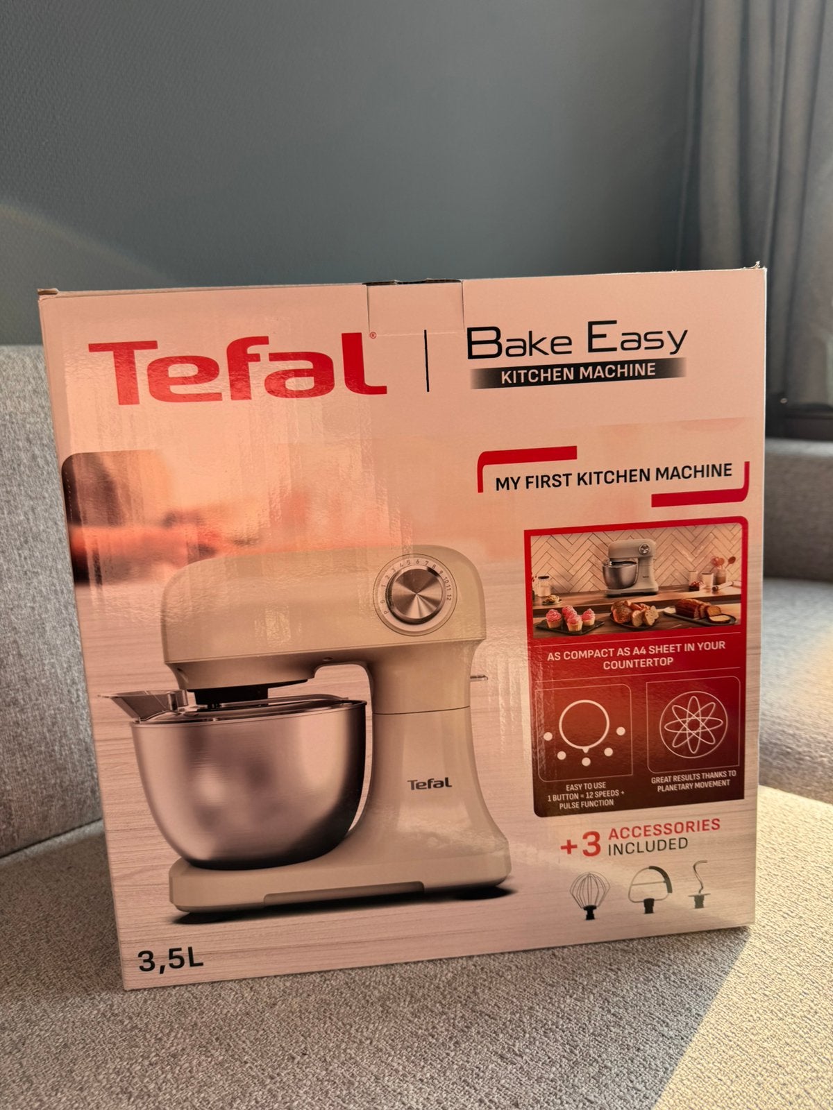 Tefal Bake Easy Keukenmachine (3,5L) – Off-white, 4 liter of meer, Ophalen of Verzenden, Zo goed als nieuw, 3 snelheden of meer