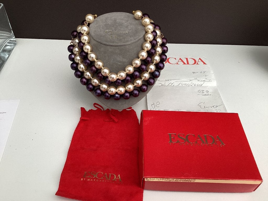 Escada halsketting met originele doos en aankoopbon, Verzenden, Zo goed als nieuw, Zilver, Overige materialen