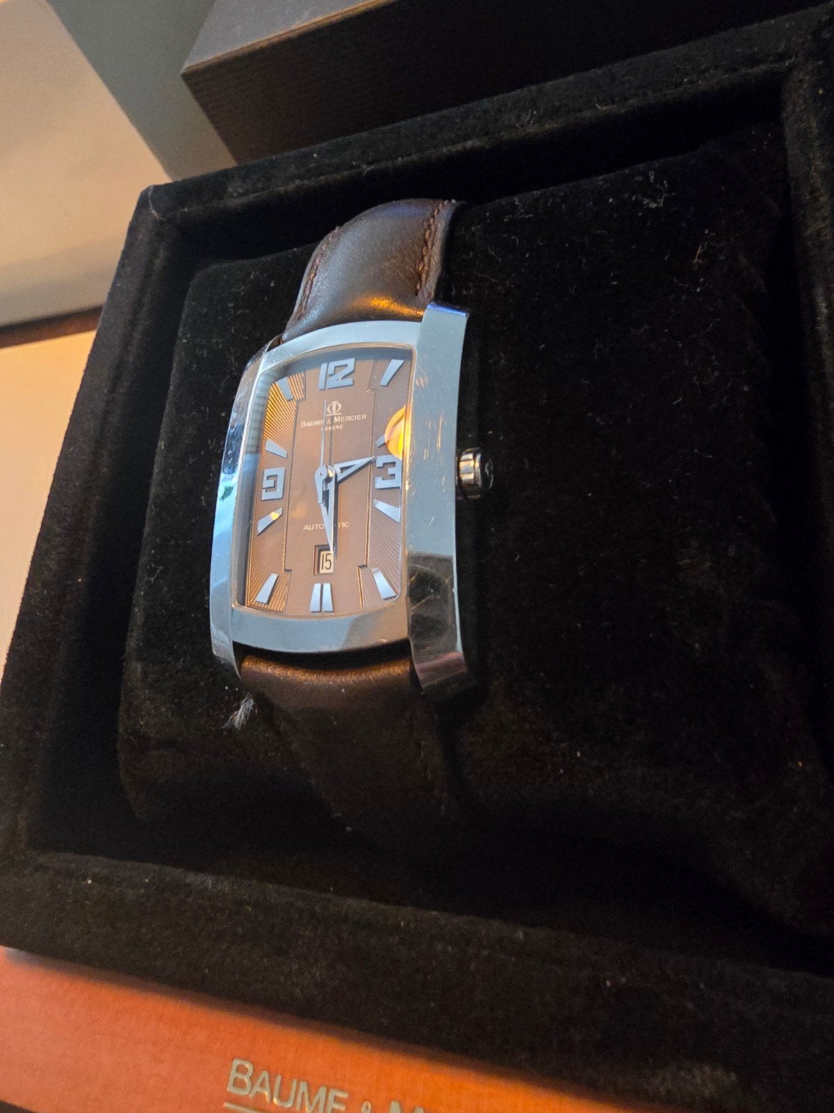 Baume & Mercier Hampton Herenhorloge - Automatisch, Staal, L, Ophalen of Verzenden, Gebruikt, Leer, Overige merken