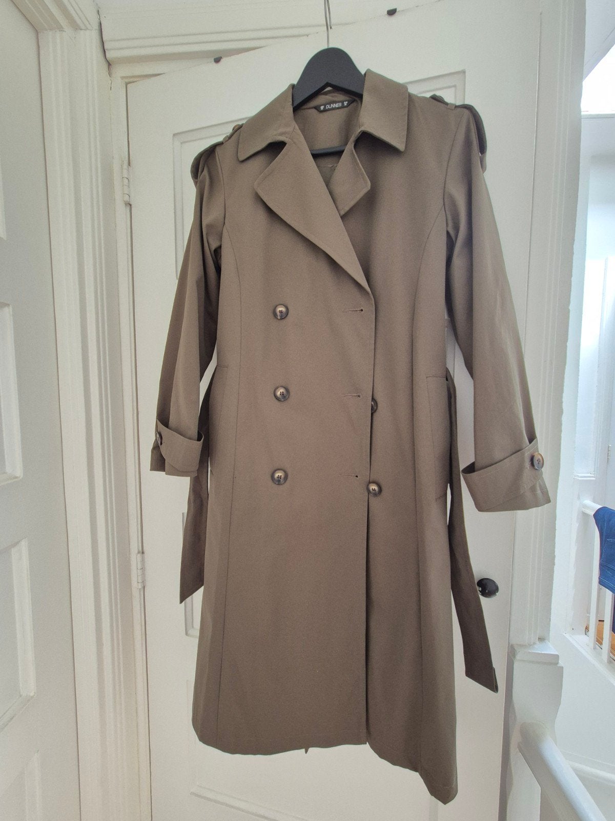 Trenchcoat in legergroen, Ophalen, Zo goed als nieuw, Dunnes, Maat 34 (XS) of kleiner