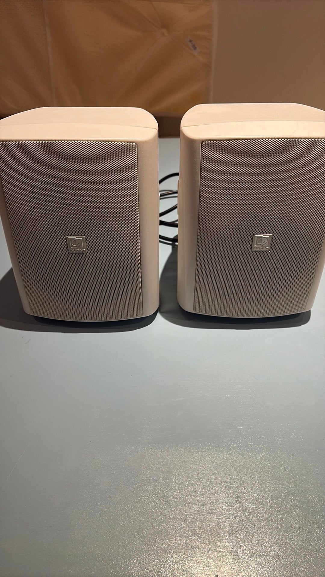 Leuke Audac speakers met beugel., Ophalen, Zo goed als nieuw, Minder dan 60 watt, Overige merken