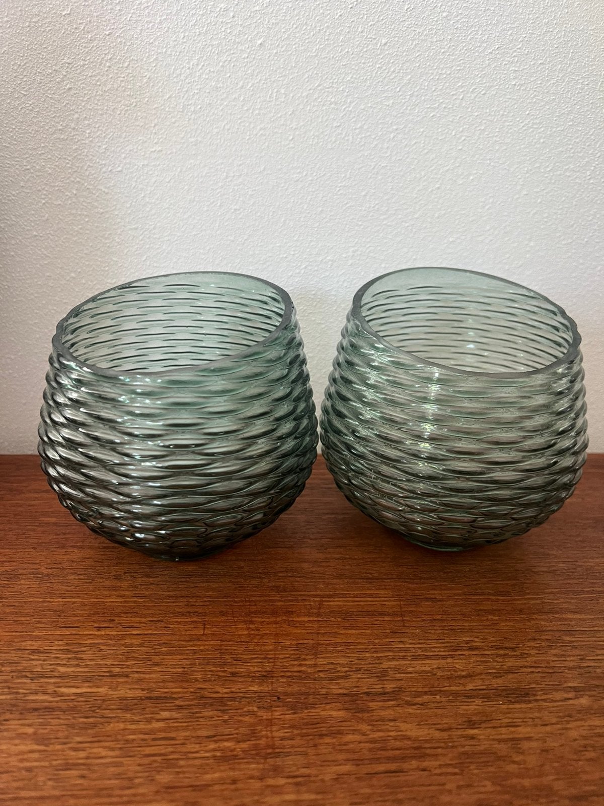 Groene glazen theelichthouders zgan, Ophalen, Glas