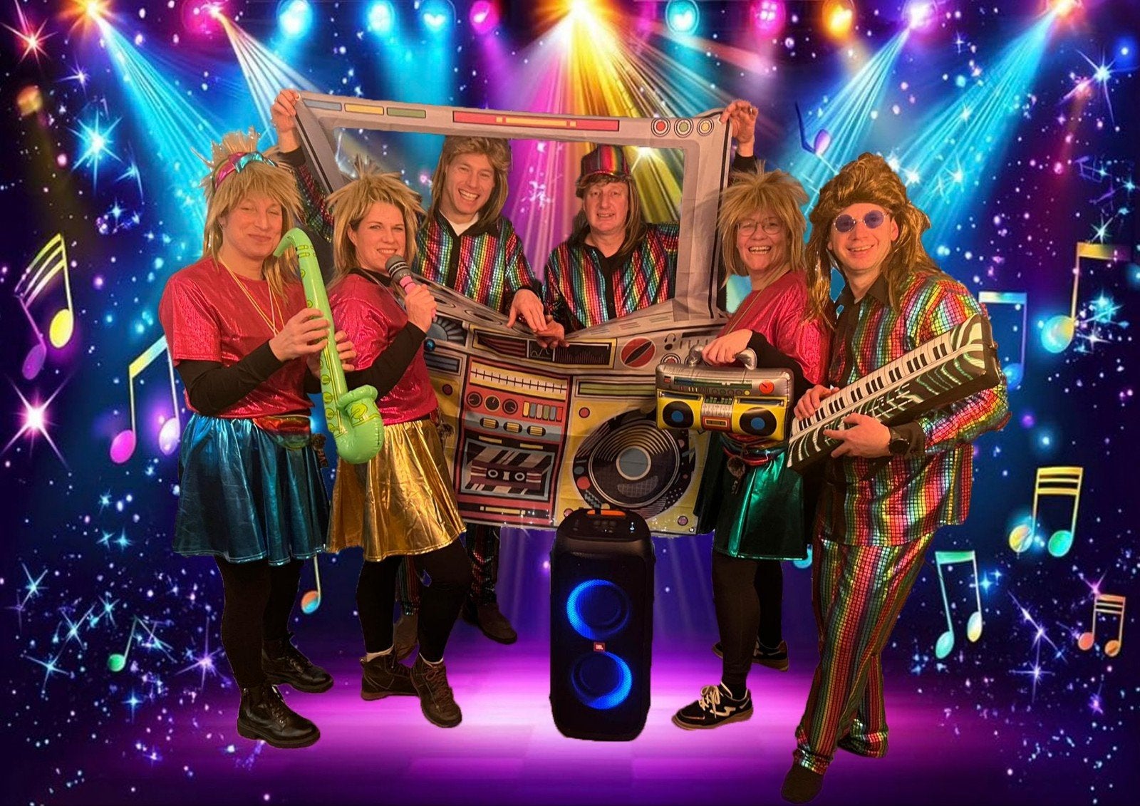 grote kleurrijke loopgroep disco carnaval optocht, Ophalen, Zo goed als nieuw, Maat 42/44 (L), Carnaval