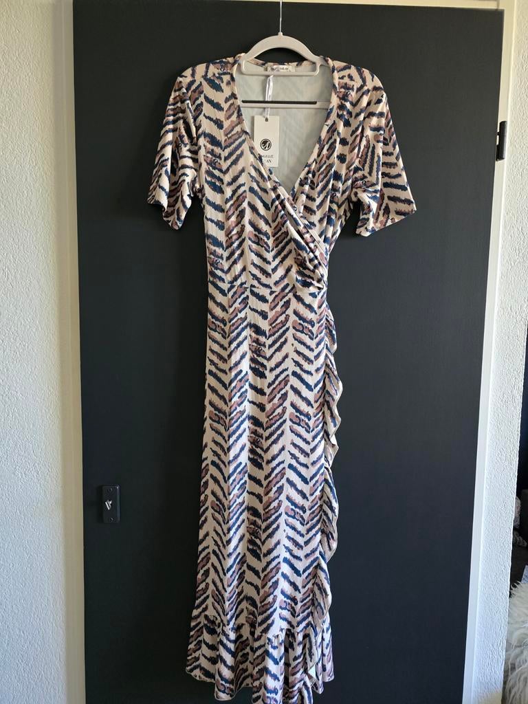 Nieuwe jurk angelle Milan travel L beige donkerblauw, Ophalen of Verzenden, Nieuw, Blauw
