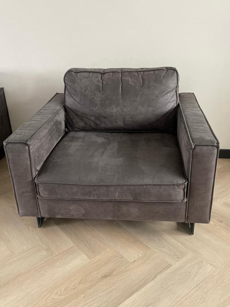 Comfortabele fauteuil/ Loveseat - Donkergrijs, Ophalen, Gebruikt, Overige materialen, Eén