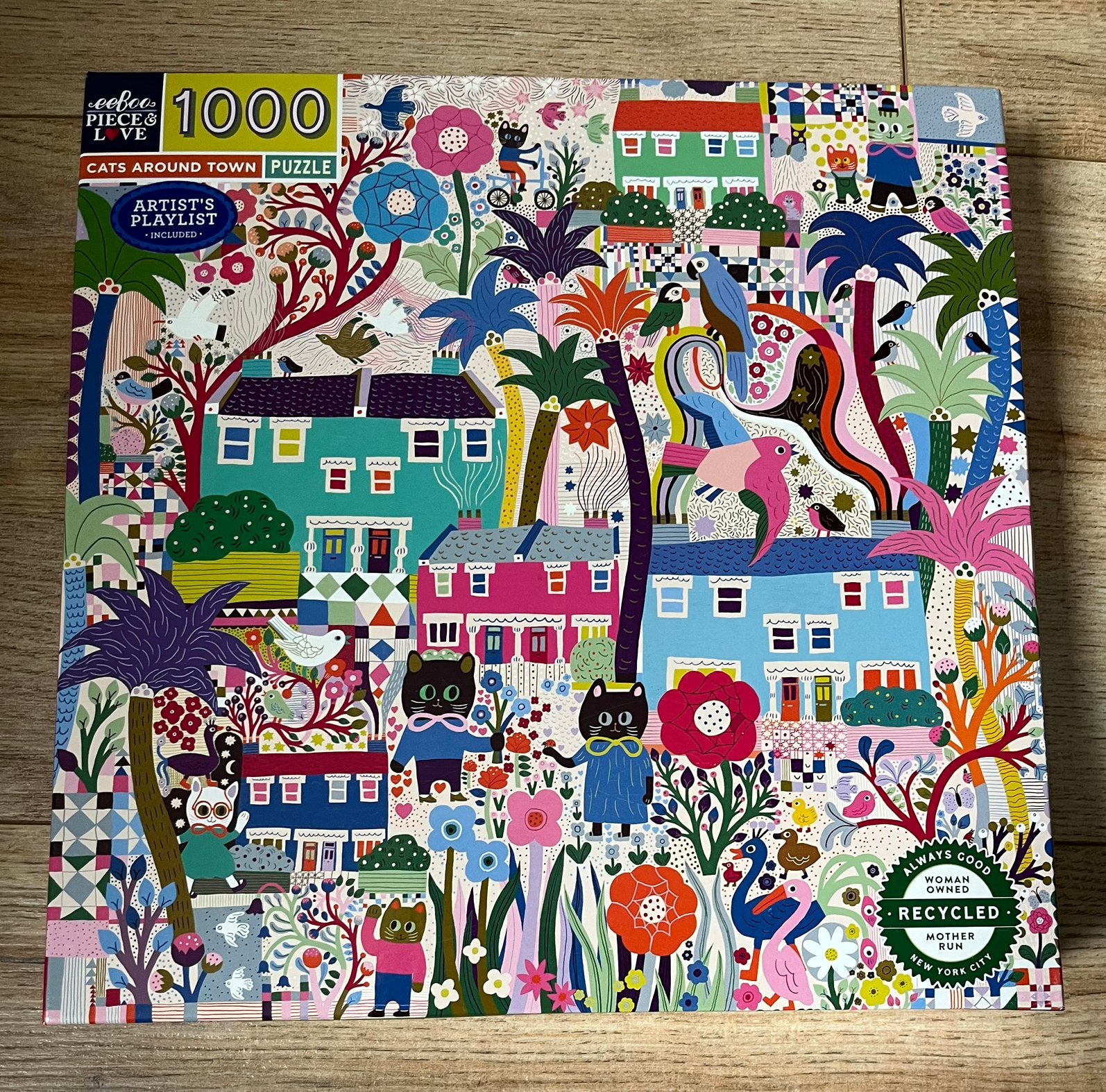 Eeboo puzzel 1000 Cats Around Town, Ophalen of Verzenden, 500 t/m 1500 stukjes, Zo goed als nieuw