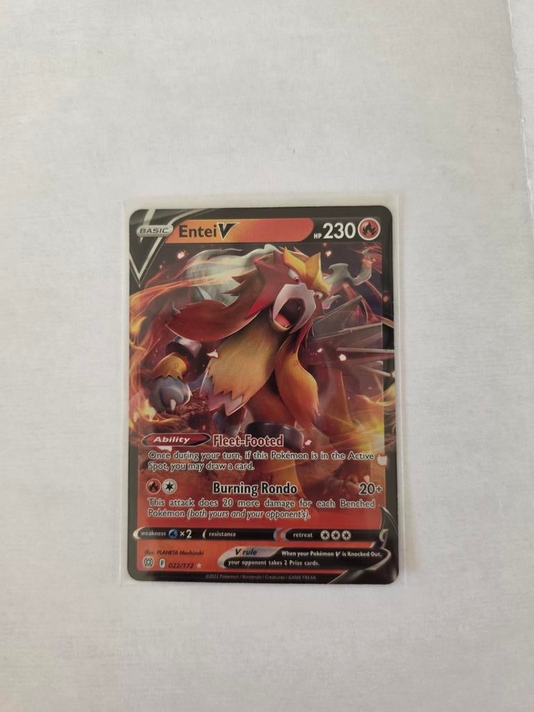 Pokémon Kaart: Entei V (Brilliant Stars 022/172), Ophalen of Verzenden, Zo goed als nieuw, Losse kaart, Foil