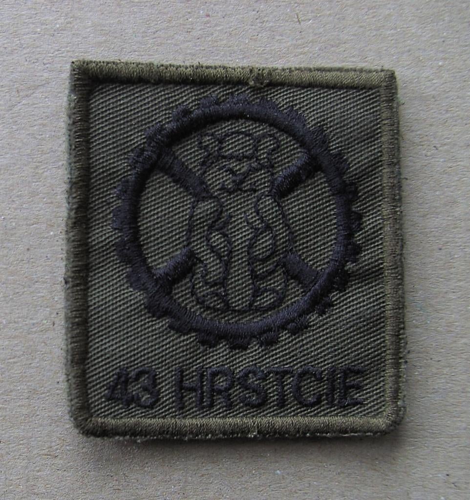 5x5 embleem  -  43 Herstel Cie., Ophalen of Verzenden, Landmacht, Nederland, Embleem of Badge