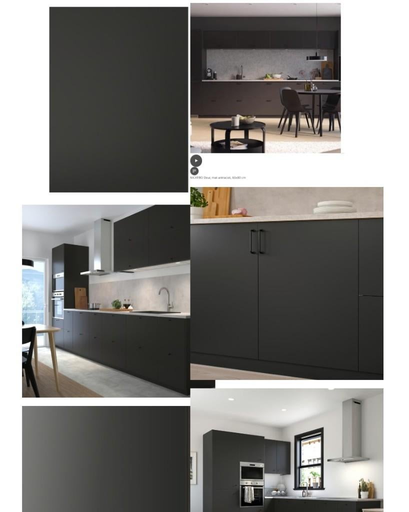 Ikea Nickebo deur - mat zwart - 60x100cm., Huis en Inrichting, Keuken | Keukenelementen, Ophalen, 100 tot 150 cm, Grijs, 50 tot 100 cm