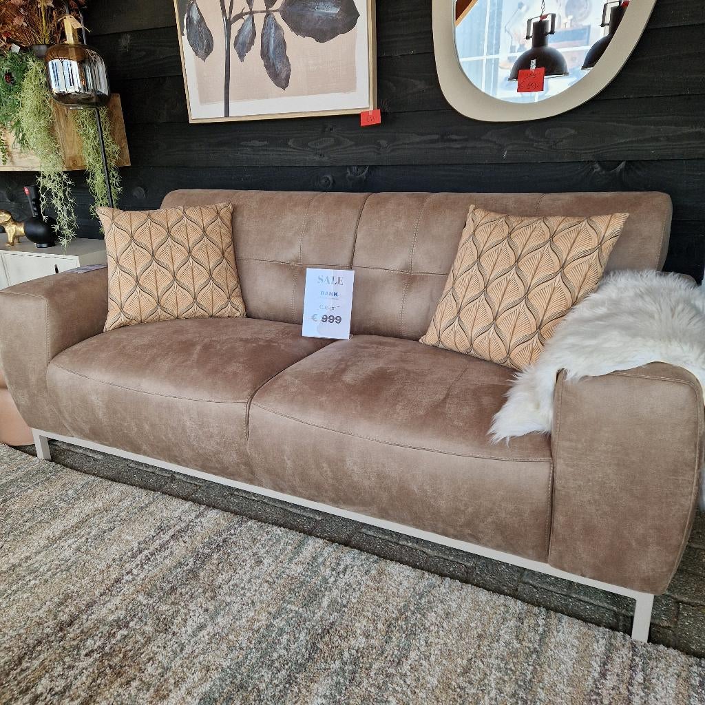 Bank 2,5 zits Cabrio leer, Ophalen, Rechte bank, 200 tot 250 cm, Driepersoons