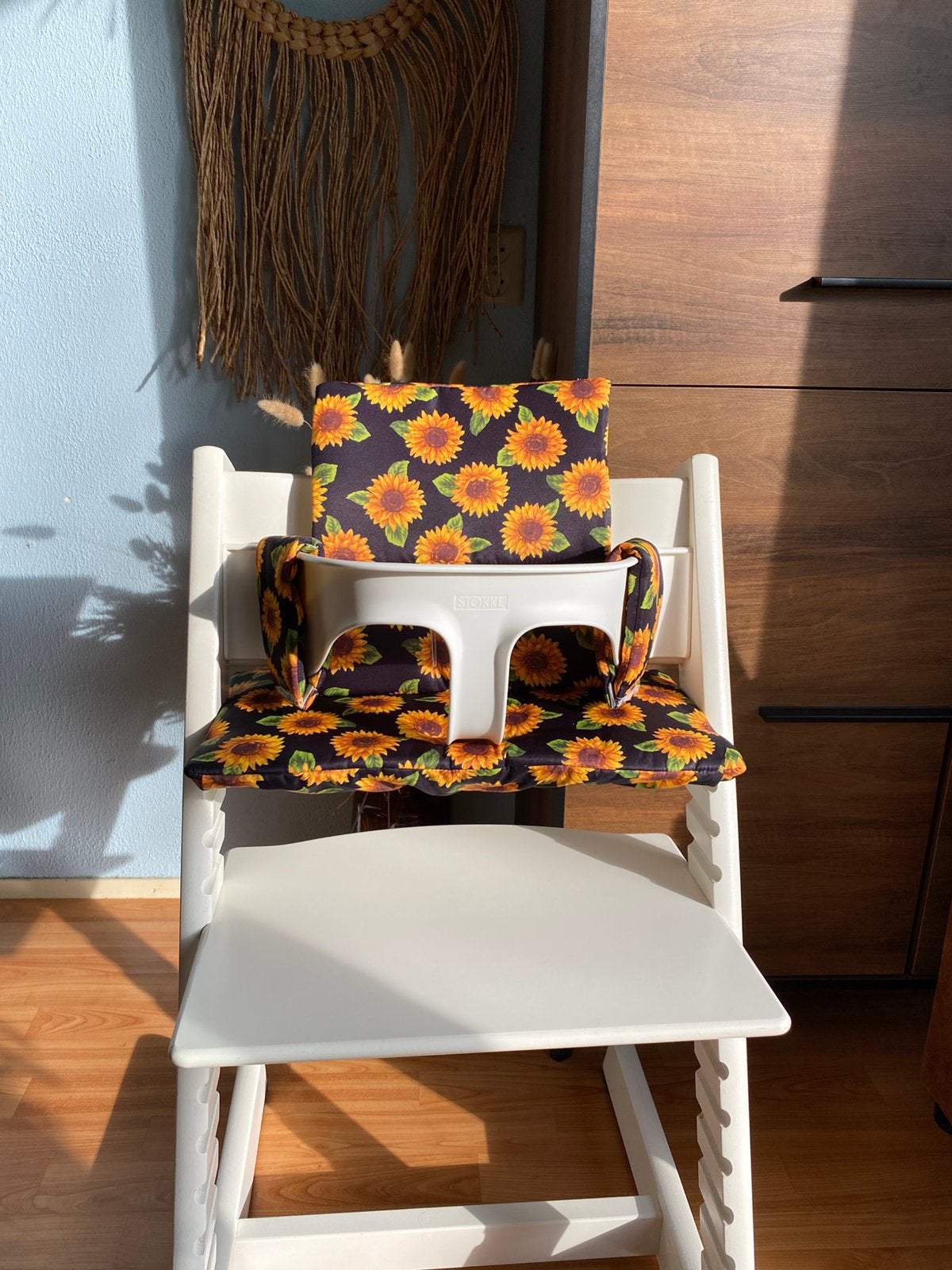 Zonnebloemen kussens geschikt voor kinderstoel tripp trapp, Ophalen of Verzenden, Nieuw, Meegroeistoel, Stoelverkleiner