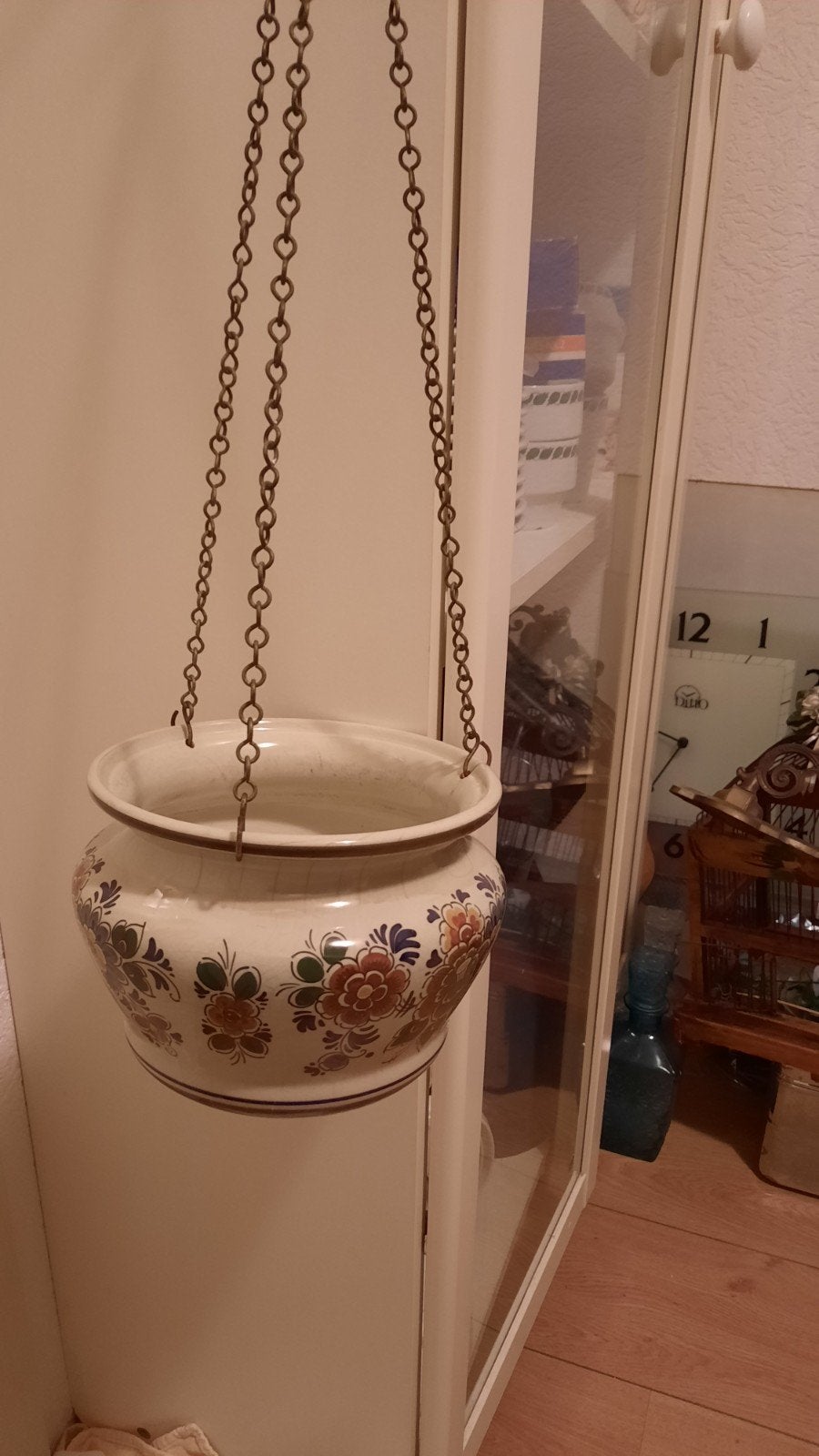 Vintage Delft Polychroom Hangpot met Haak - Handwerk Holland, Ophalen