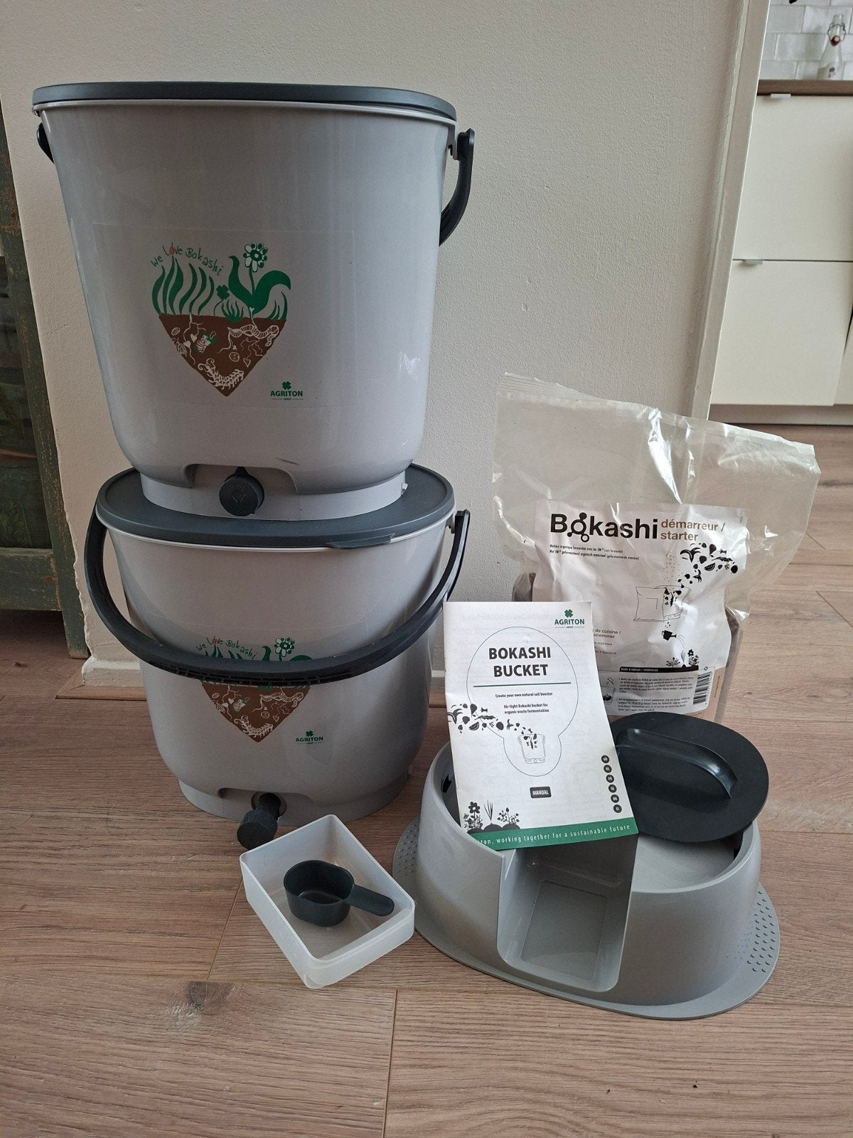 2 Agriton Bokashi Emmer 15,3L - Composteer Systeem, Ophalen, Zo goed als nieuw