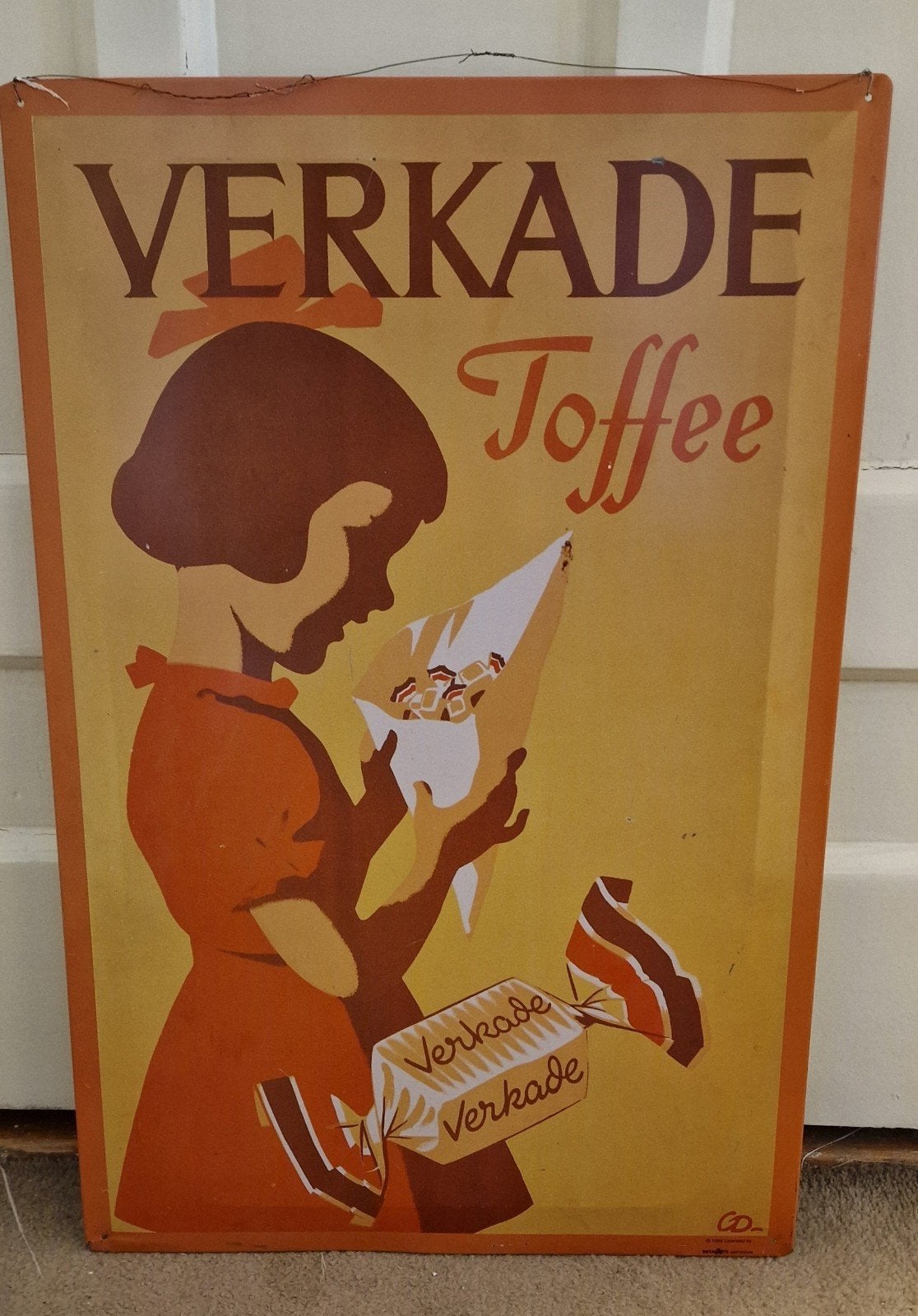 Vintage Verkade Toffee reclamebord - Metaal Arts 1996, Verzamelen, Merken en Reclamevoorwerpen, Ophalen of Verzenden, Zo goed als nieuw
