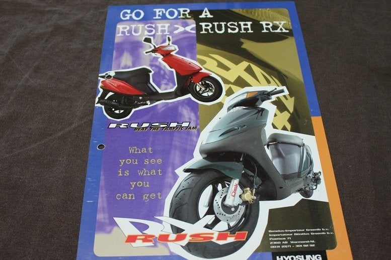 Hyosung Rush RX scooter verkoop folder, Ophalen of Verzenden, Gebruikt