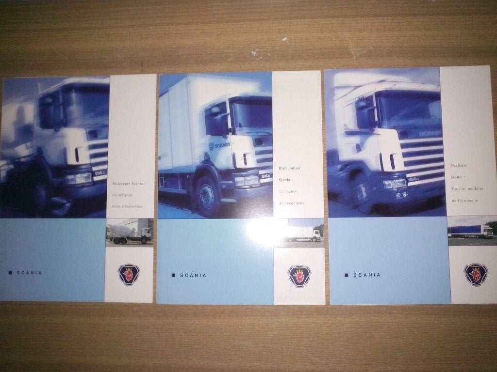 14x Engelse & Franse Scania folders brochures oa betonmixer, Ophalen of Verzenden, Zo goed als nieuw, Overige merken